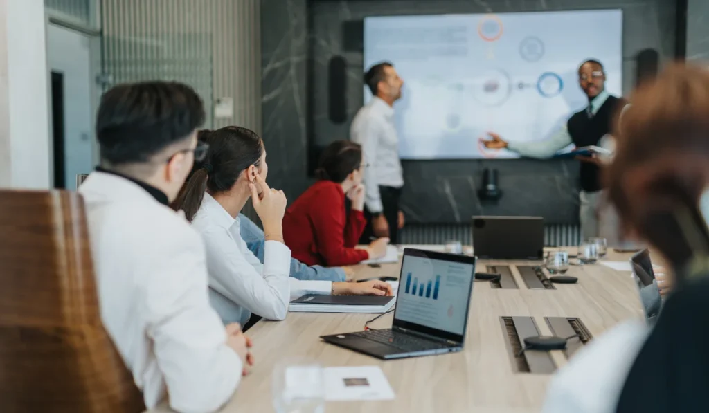 Group of people engaged in a business meeting
